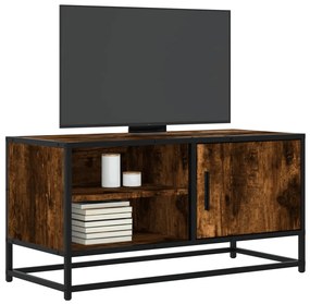 vidaXL Dulap TV stejar fumuriu, 80x34,5x40 cm, lemn prelucrat și metal