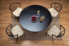 Set masa rotunda Ginter neagra + 4 scaune impletite cu sfoara K515