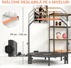 HOMCOM Trampolin Fitness Mini Pliabil de 45", cu Mâner Reglabil cu Spumă, Portocaliu | Aosom Romania