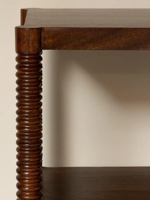 Etajeră din lemn de mango, cu 4 rafturi și picioare sculptate în spirală, maro antichizat, finisaj lucios 140×40×89, „Kenoa"