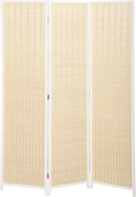 HOMCOM Paravan de Interior cu 3 Panouri, Pliabil, din Lemn și Bambus, 180 cm, Stil Boho, Natur/Alb | Aosom Romania