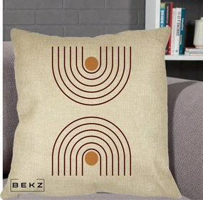 Perna Decorativa Geometric Boho Arc, 40x40 cm, Crem, Husa Detasabila, Perna Inclusa, BEKZ®