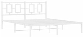 374292 vidaXL Cadru de pat metalic cu tăblie, alb, 150x200 cm