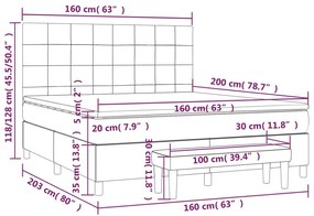 Pat box spring cu saltea, gri deschis, 160x200 cm, catifea Gri deschis, 160 x 200 cm, Cu blocuri patrate