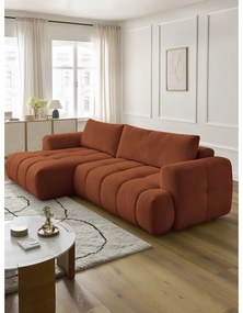 Colțar cărămiziu extensibil/cu spațiu de depozitare (cu colț pe partea stângă/cu șezlong) Fuji – Bobochic Paris