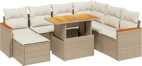 vidaXL Set canapele de grădină, 8 piese, cu perne, bej, poliratan