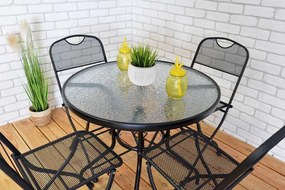 Masă de grădină ZWMT Ø 80 cm metal cu blat din sticlă