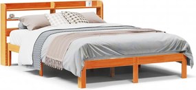 vidaXL Cadru pat fără saltea, maro ceruit, 120x190 cm, lemn masiv pin