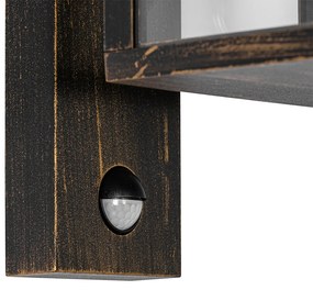 Lampa de perete exterioară auriu antic cu senzor de mișcare IP44 - Charlois