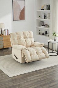 Fotoliu Recliner, suport picioare extensibil, rotativ, textil, Alb