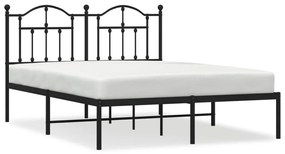 353439 vidaXL Cadru de pat metalic cu tăblie, negru, 140x190 cm