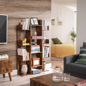 Vasagle Raft/etajeră pentru cărți ODIN în stil industrial, 86x25x140 cm, maro