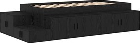 vidaXL Cadru de pat cu depozitare Stejar Negru 80 cm Lemn compozit