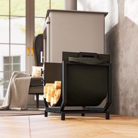 Outsunny Suport pentru Lemne Capacitate 50 kg cu Geantă de Transport Detașabilă Negru | Aosom Romania