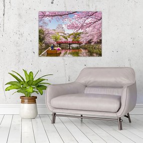 Tablou pe sticlă cu cireș japonez (70x50 cm)