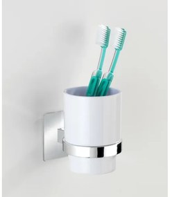 WENKO Pahar pentru periuțe de dinți TURBO-LOC QUADRO ED. 7x9,5 cm, crom lucios/alb - 23847800