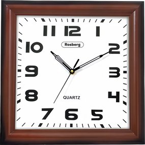Ceas de perete Rosberg R59998C, 33 cm, Mecanism silentios, Patrat, Maro