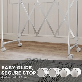 HOMCOM Uscător de Rufe Pliabil cu 3 Bare Reglabile, Uscător Vertical cu Roți Pivotante și Cadru din Oțel Inox, Uscător pentru Acasă și Spălătorie, Argintiu | Aosom Romania