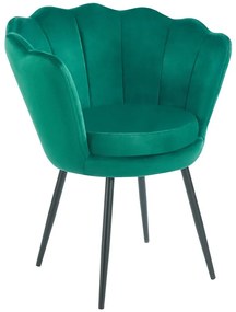 Scaun dining, picioare metalice finisaj negru, tapiterie catifea, Verde
