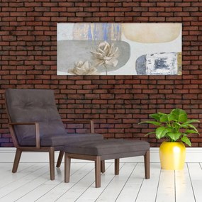 Tablou - Pictură flori și texturi (120x50 cm)
