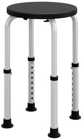HOMCOM Taburet de Duș reglabil în Înălțime șezut de Duș Ergonomic Picioare antiderapante Capacitate Max. 136 Kg aluminiu HDPE Negru | Aosom Romania