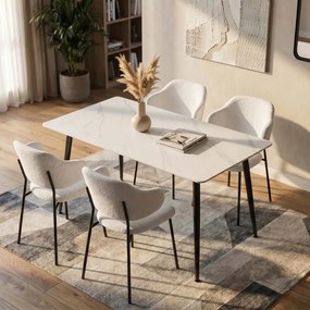 Masa dining cu blat ceramic Milano Alb 120x80cm