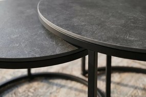 Set de 2 masute cu blat ceramic gri ELEGANCE 75cm