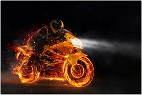 Tablou - Motociclist cu flăcări (90x60 cm)