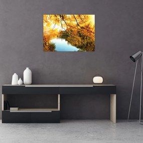 Tablou pe sticlă - Copac de toamnă (70x50 cm)