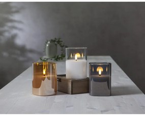 Lumânare de ceară cu LED Star Trading Flamme, înălțime 12,5 cm, gri