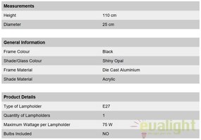 Stalp exterior stil clasic IP43 H110cm Reika negru AL 11-1173/1 schwarz OR