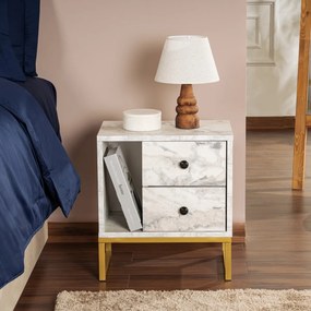 Măsuță de noptieră Glimmer Fressia Marble Gold