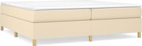 vidaXL Pat box spring cu saltea, crem, 200x200 cm, textil