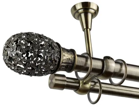Galerie perdele metalica dubla bara simpla Annecy cu prindere în tavan 25/19 – auriu antic - 180 cm