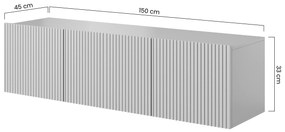 Comodă TV Nicole suspendat 150 cm - alb / alb mat