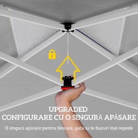 Outsunny Pavilion 3x3m Pliabil, Montaj Ușor cu Buton, UPF 50+ Protecție | Aosom Romania