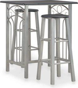 vidaXL Set mobilier de bar, 3 piese, negru, lemn și oțel