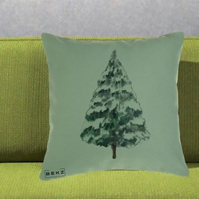 Perna Decorativa cu tematica de Craciun, Brad 2, 40x40 cm, Verde, Husa Detasabila, Perna Inclusa, BEKZ®