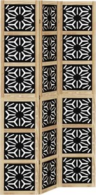 vidaXL Paravan de cameră, 3 panouri, maro/negru, lemn masiv paulownia