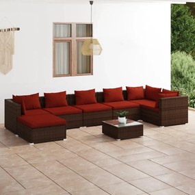 3101843 vidaXL Set mobilier de grădină cu perne, 8 piese, maro, poliratan