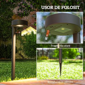 Outsunny Set 8 Lămpi de Exterior cu Energie Solară și Iluminare LED Negru | Aosom Romania