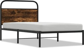 vidaXL Cadru de pat fără saltea 90x190cm Stejar fumuriu lemn prelucrat