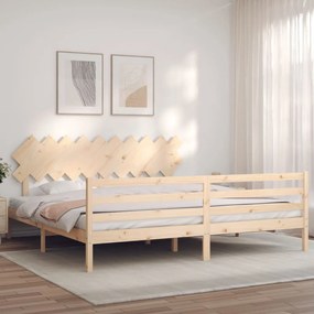 3195306 vidaXL Cadru pat cu tăblie 200x200 cm, lemn masiv de pin