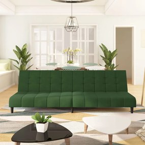 337370 vidaXL Canapea extensibilă cu 2 locuri, verde închis, catifea