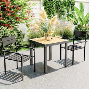 Outsunny Lot de 2 scaune de grădină empilabile în aer liber cu brațe, cadru din aluminiu 56 x 58 x 83 cm gri închis | Aosom Romania