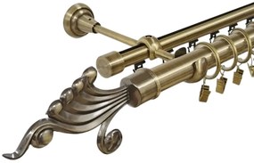 Galerie dubla venus, teava neteda si profil,grosime 25 si 19mm, aur antic (Alege marime: 120 cm)