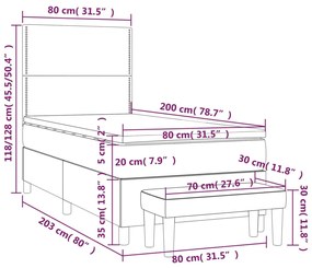 Pat box spring cu saltea, gri inchis, 80x200 cm, textil Morke gra, 80 x 200 cm, Culoare unica si cuie de tapiterie