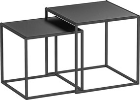 HOMCOM Set de 2 masute de cafea patrate stivuibile, masute laterale si de living din otel, alb | Aosom Romania