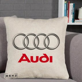 Perna Personalizata cu emblema Audi, 40x40 cm, Bej Canapea, Husa Detasabila, Perna Inclusa, BEKZ®