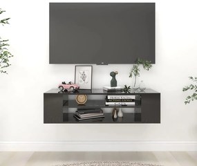 Dulap TV suspendat, negru extralucios, 100x30x26,5 cm, PAL 1, negru foarte lucios